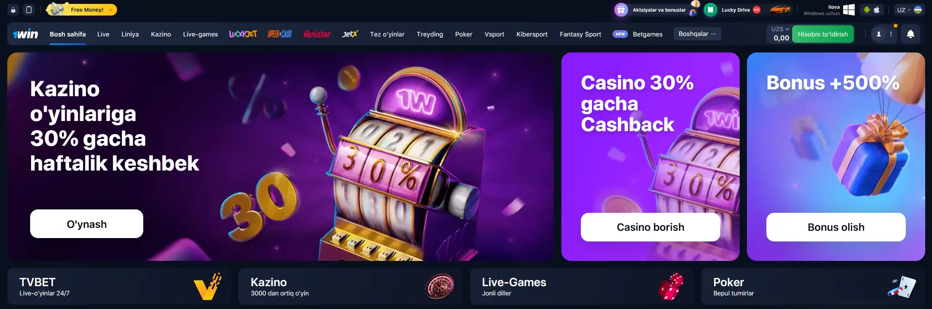 1Win slotlari bonuslari